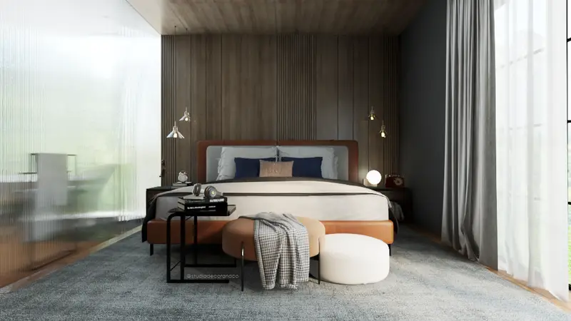 Projeto de quarto casal do Studio Decor Co