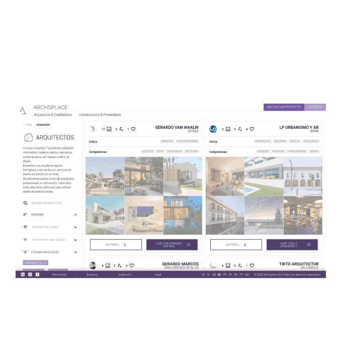 El sistema de chat de Archsplace