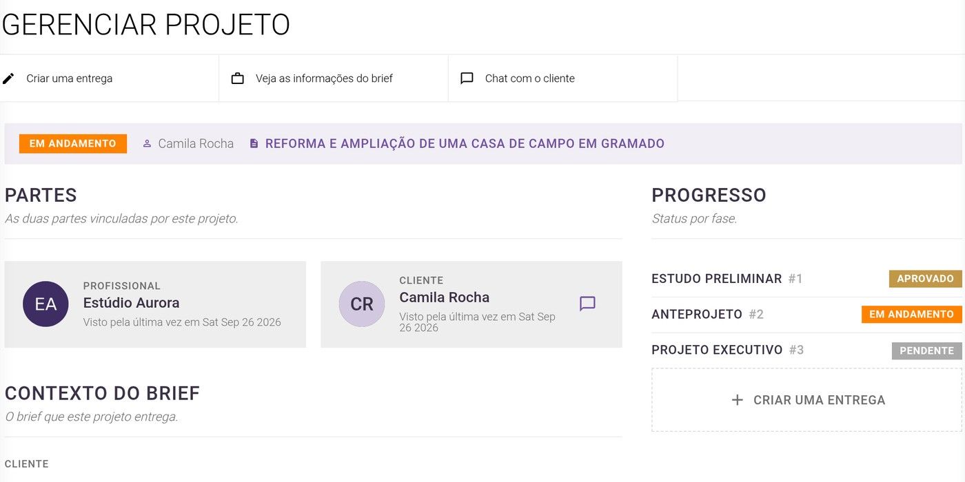 Como gerenciar um projeto no painel do Archsplace