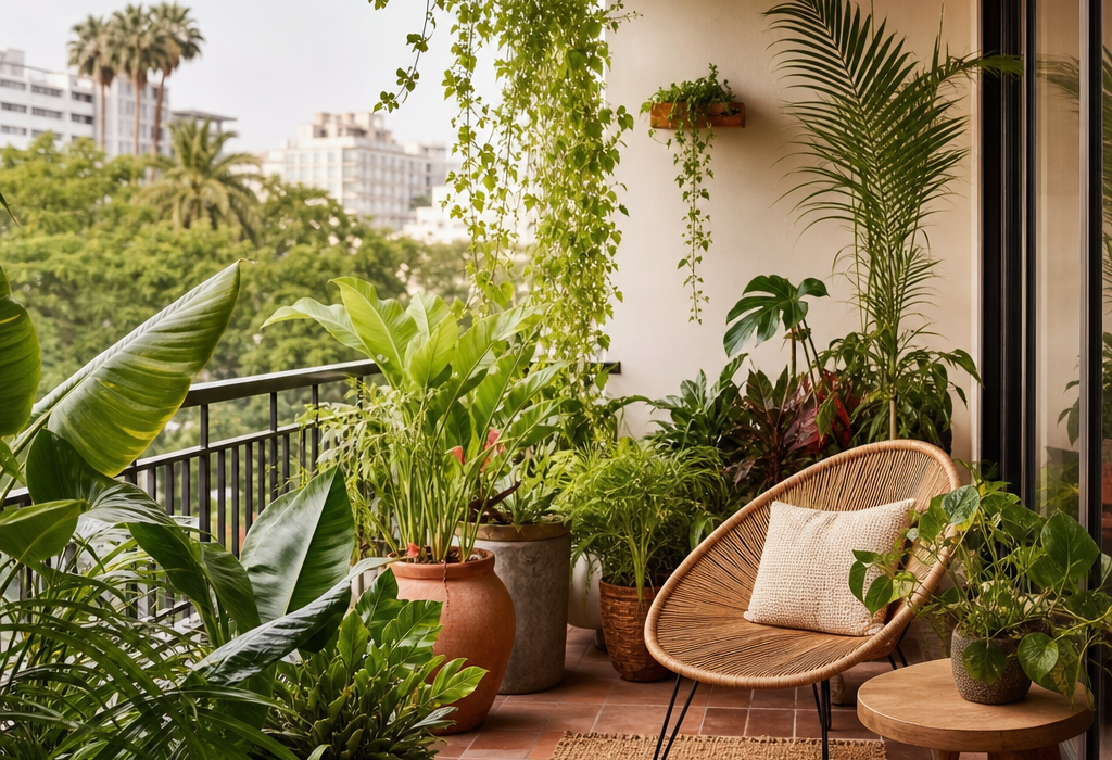 jardín de balcón tropical: cómo lograr un refugio verde con vibra relajada