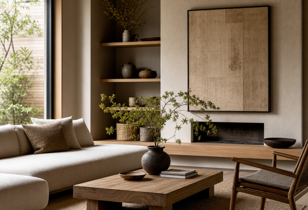 A calm Japandi living room: how to create the look at home