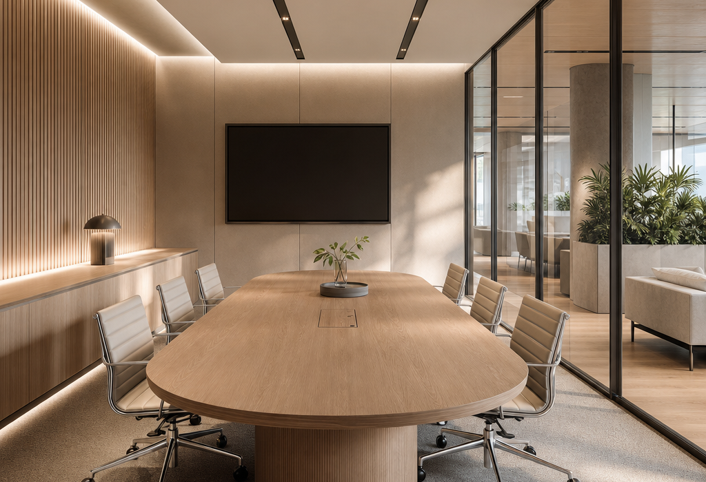 sala de reuniões minimalista: como criar um ambiente claro, elegante e funcional