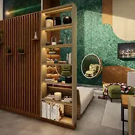 Sala com divisor ripado S.C.