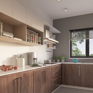 Cuisine en bois photo réaliste 3D