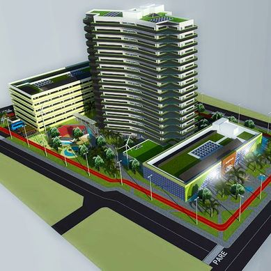 TORRE BIOCLIMÁTICAS COM SHOPPING E EDIFÍCIO GARAGEM INTEGRADOS
