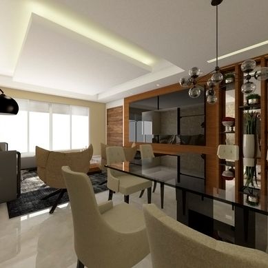 Sala de estar e jantar integrados