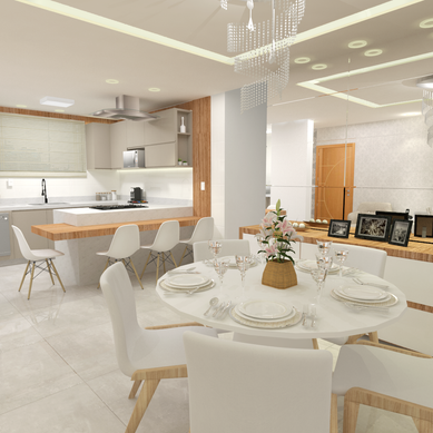 Cozinha e Sala Integrados 