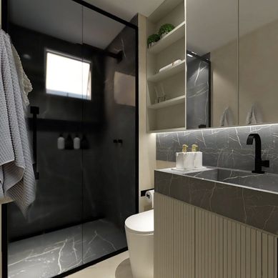 Banheiro com Bancada de Porcelanato