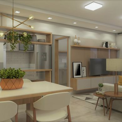 Projeto de interiores | sala de estar / jantar e cozinha