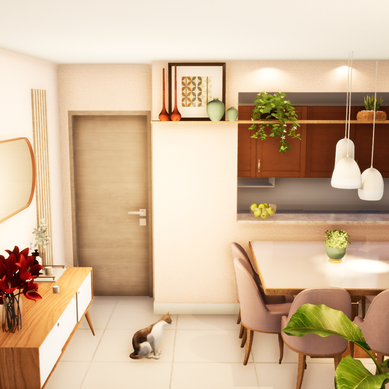 Sala de estar/jantar integradas
