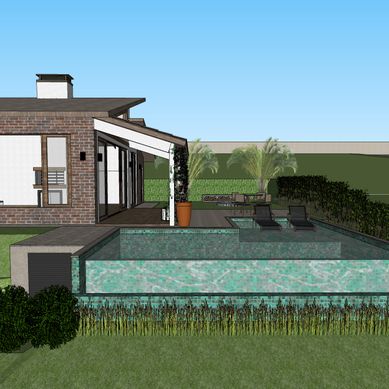 Projeto paisagístico para jardim de fundos de casa térrea
