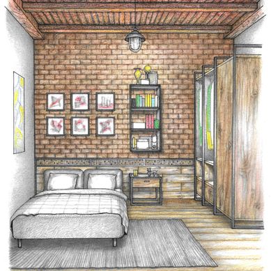 Industrial-style single bedroom