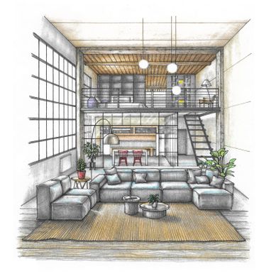Interior design of a loft