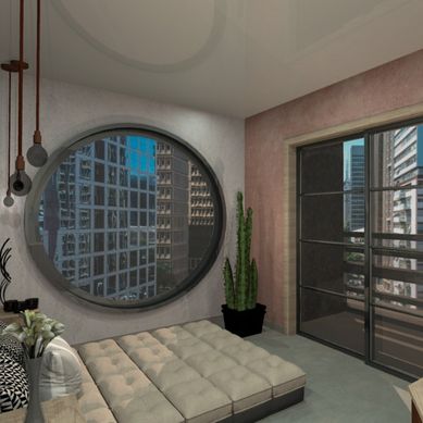 Quarto com cimento queimado