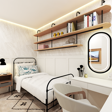 Quarto jovem, funcional e cheio de personalidade