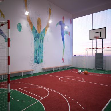 Proposta em 3D para Quadra Poliesportiva de Edifício Residencial