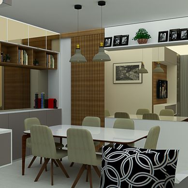 PROJETO DE INTERIORES RESIDENCIAL - SALA DE ESTAR E JANTAR (APT)