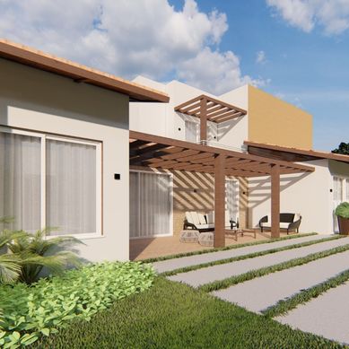 Casa contemporânea com telhado