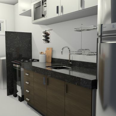 Cozinha com área de serviço integrada
