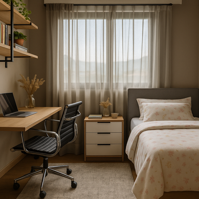 Quarto em tons neutros