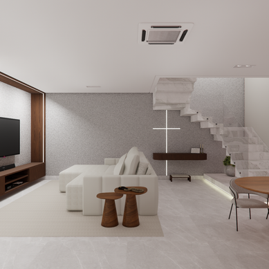 Projeto Residencial Sala de TV e Jantar Integradas