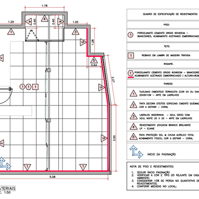 Planta de revestimentos - AutoCad