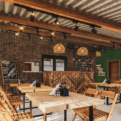 Projeto de interiores, restaurante rústico.
