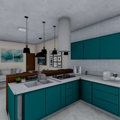 Cozinha com móveis planejados