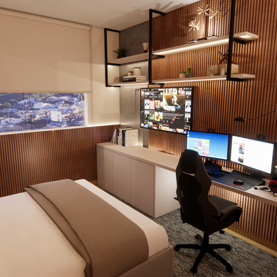 Quarto com home office