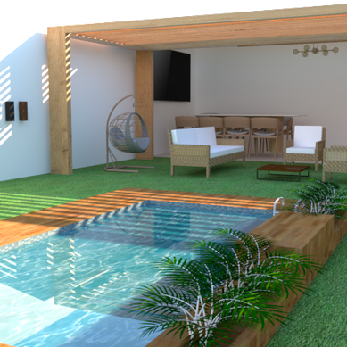 Espaço gourmet com piscina 
