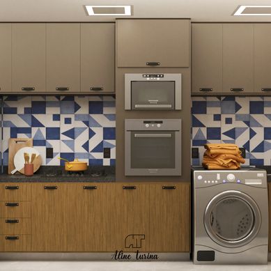 Cozinha + lavanderia compacta