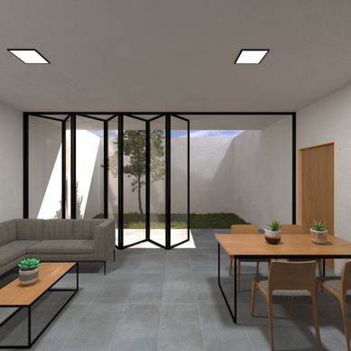 Sala, comedor y patio Apartamento CA