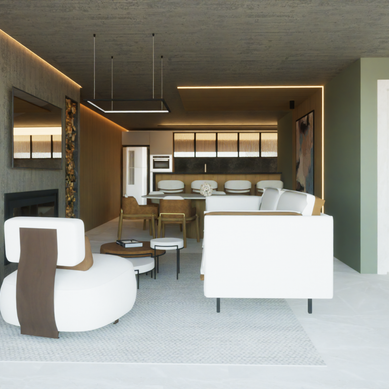 Living Contemporâneo: Concreto, Madeira e Arte em Sintonia