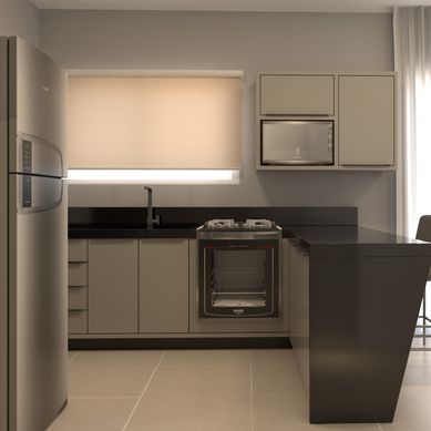 Cozinha e sala conjugada - Apartamento 65m²