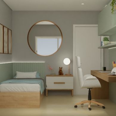 Quarto de hóspedes com home office