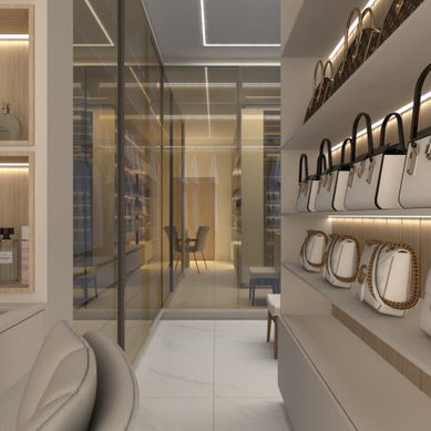 Closet em vidro reflecta bronze