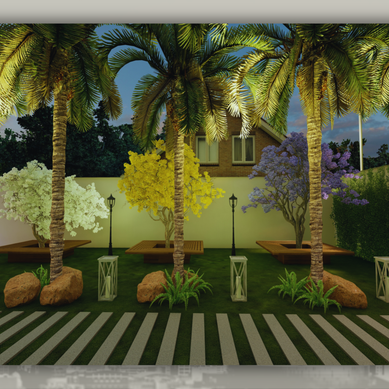 Jardim Vivo: Harmonia entre Cores, Natureza e Iluminação