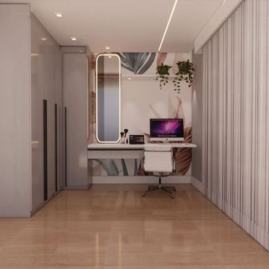 Projeto de guarda roupa com mesa de escritório