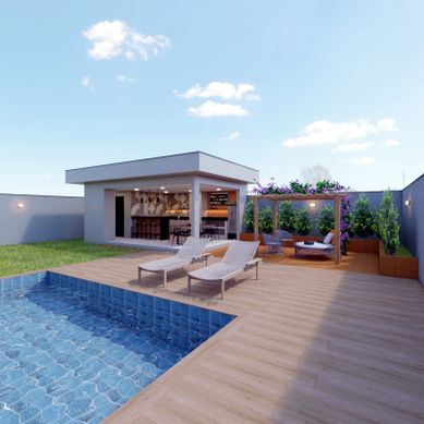 Construção Area Gourmet com Lavabo