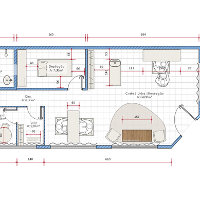 ESTUDO DE LAYOUT PARA SALÃO DE BELEZA