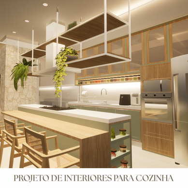 Projeto de interiores em uma cozinha