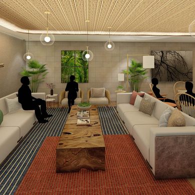 Recepção e lobby para hotel boutique