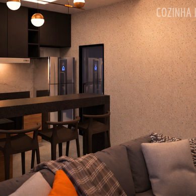 SALA CONJUGADA COM COZINHA