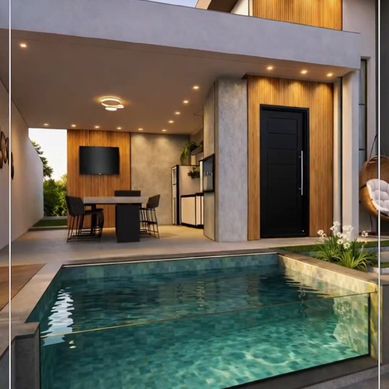 Área gourmet com piscina 