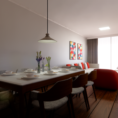 Projeto de Interiores - Sala jantar e estar