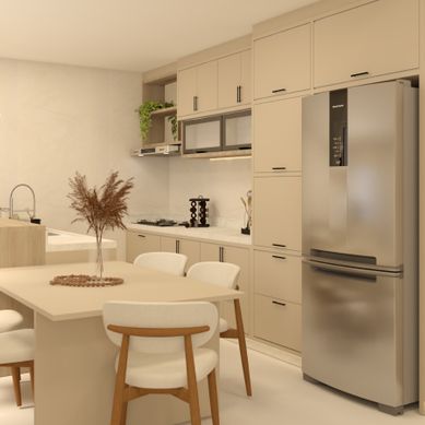Cozinha Linear Integrada com Ilha