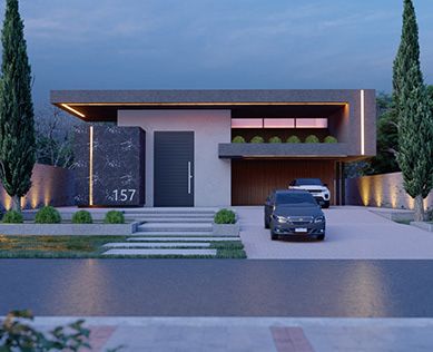 Projeto de fachada moderna com garagem – design contemporâneo residencial