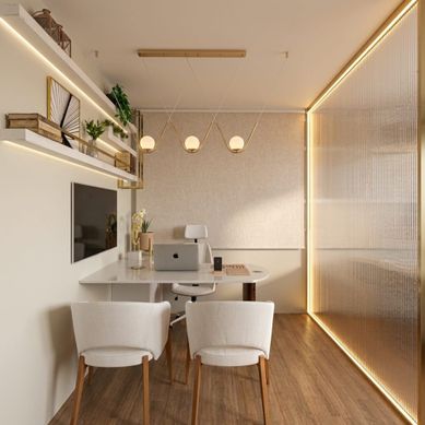 Home Office Sofisticado em Tons Naturais