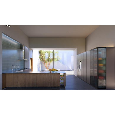 Harmonia Interior-Exterior: Cozinha Moderna e Minimalista com Pátio Cítrico
