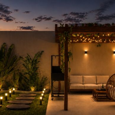 Projeto de Área Externa Contemporânea com Paisagismo Tropical